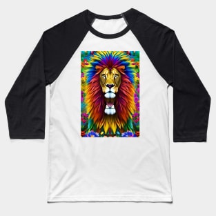 Colorful Lion with flowers surrealist impressionist style Chambala paradise Baseball T-Shirt